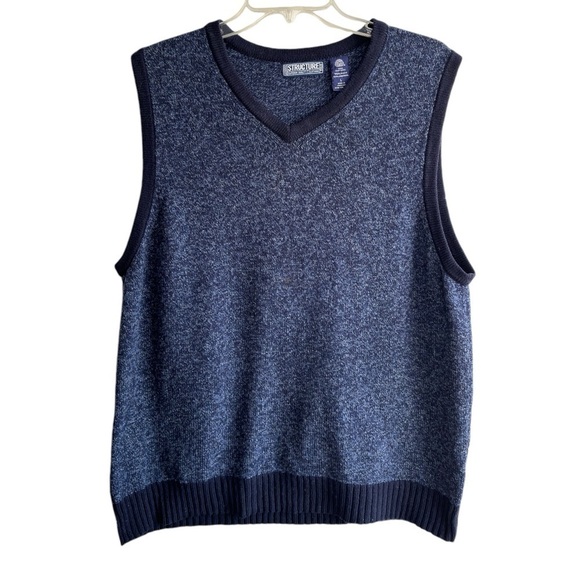 Structure Sweater Vest Mens Large Blue Lambswool Golf V-Neck Kurt Cobian 90s Y2K - Picture 3 of 12